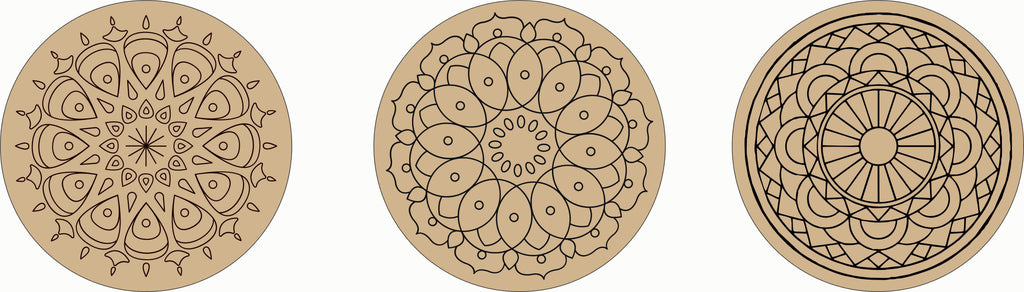 Wooden Printed Mandala Coaster Set of 6 (3.3mm 6 pc Round 4 inch)