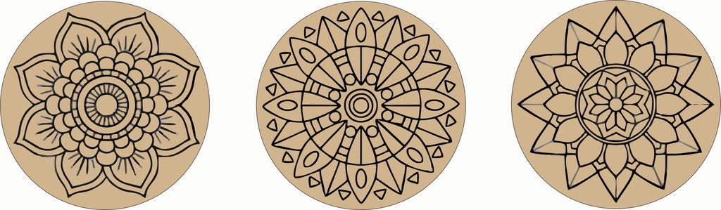 Wooden Printed Mandala Coaster Set of 6 (3.3mm 6 pc Round 4 inch)