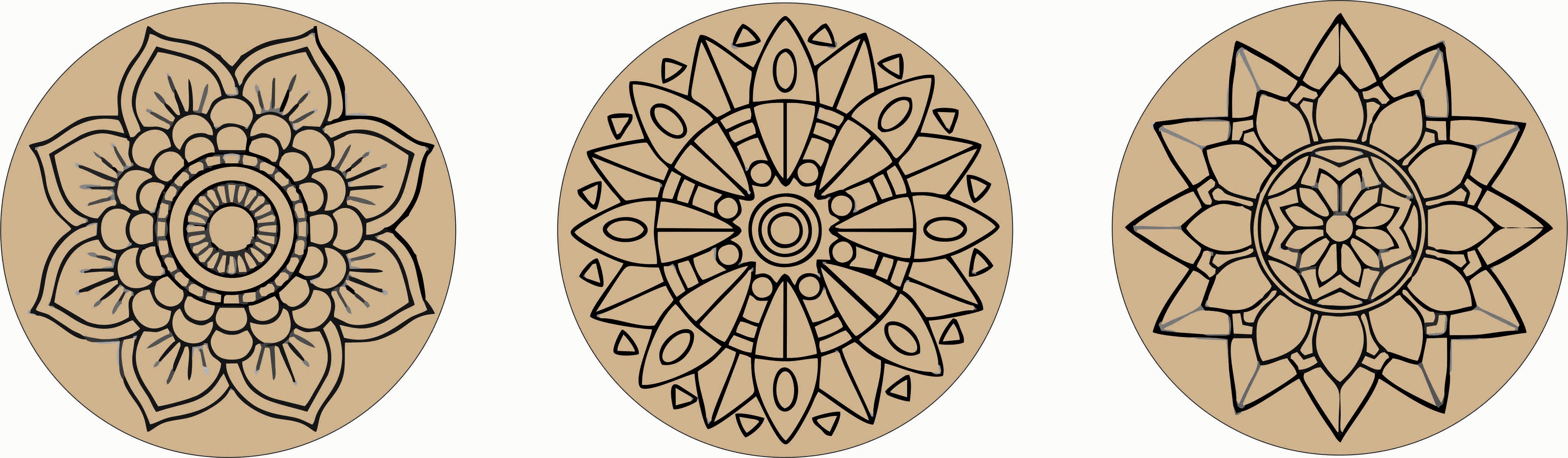 Wooden Printed Mandala Coaster Set of 6 (3.3mm 6 pc Round 4 inch)