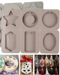 Wax Tablet Mould | 6 Slot Resin Bookmark Mould |Assorted, Rectangle, Oval and Hexagon Resin Mould | Silicone Wax Mould, | Keychain Mould | Epoxy Casting Mold with Hanging Hole for DIY Crafts Decor