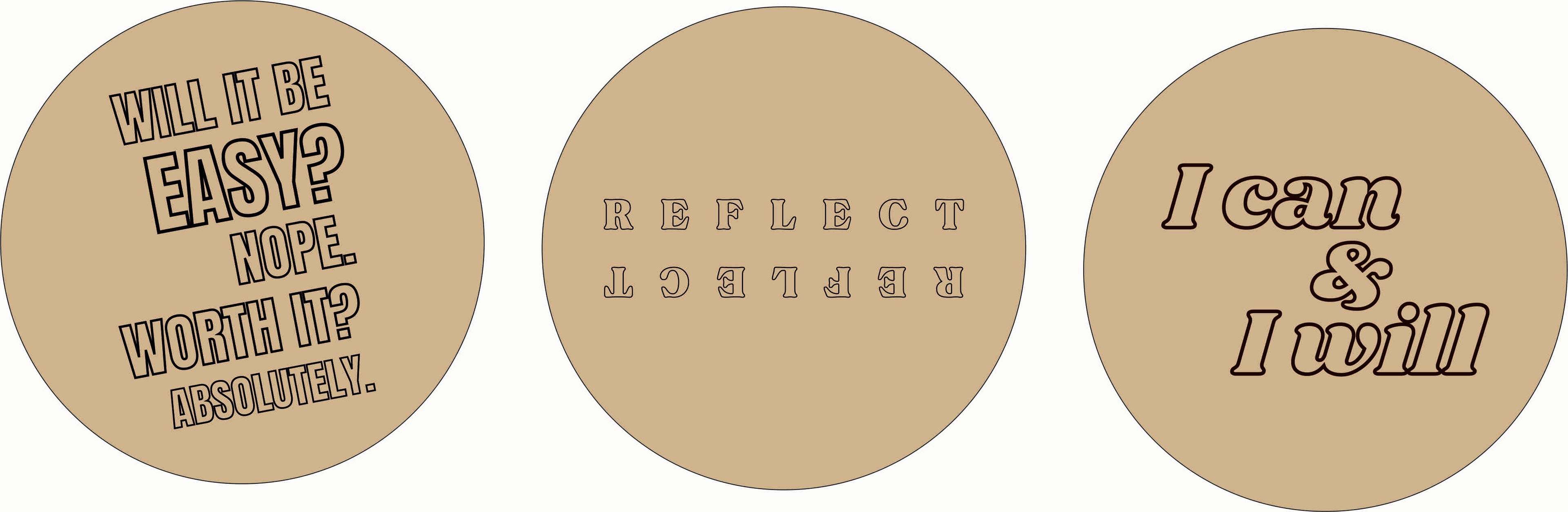 Wooden Printed Coaster Set of 6 Different Quotes fit for Tea Cups, Coffee Mugs and Glasses (6 pc Round 4 x 4 inch)