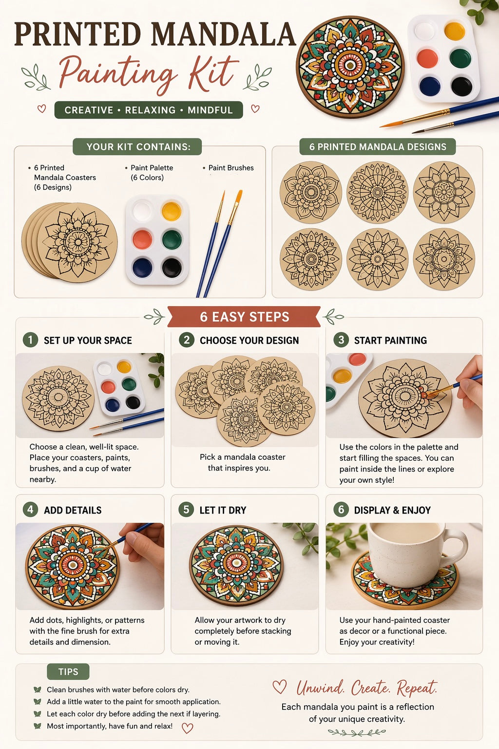 DIY Mandala Coaster Kit